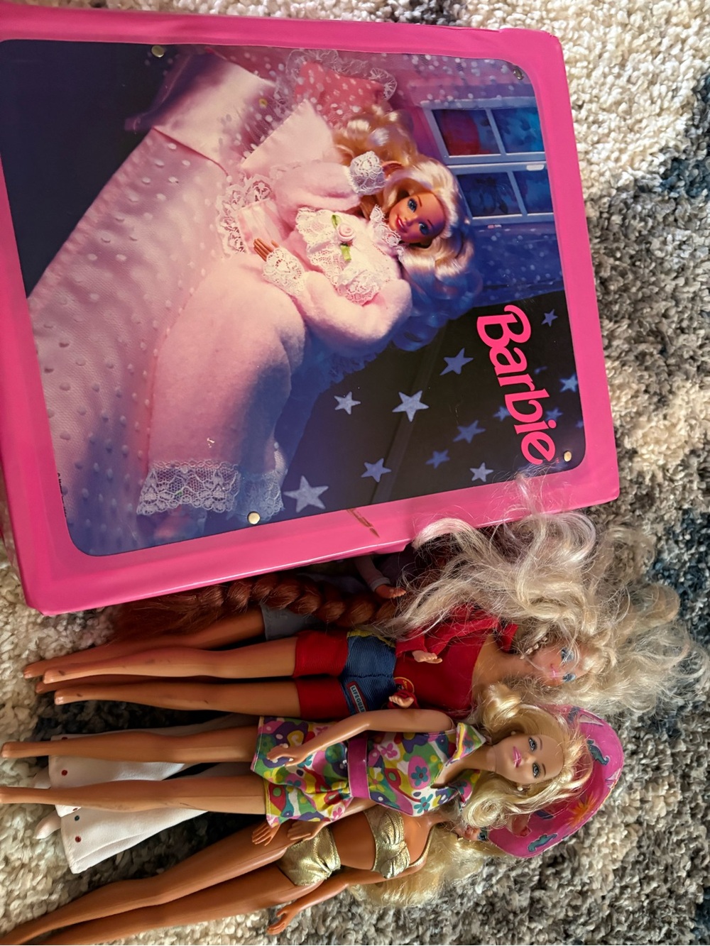 Barbie Doll Lot with Pink Case and Blonde Dolls